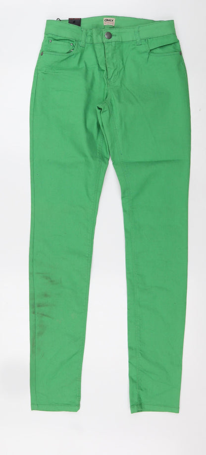 Only Womens Green  Cotton Straight Jeans Size M L34 in Regular Button