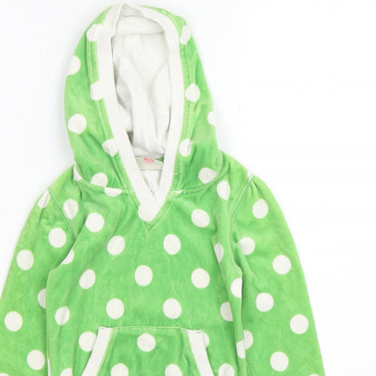 John Lewis Girls Green Polka Dot Cotton Jumper Dress  Size 6 Years  V-Neck