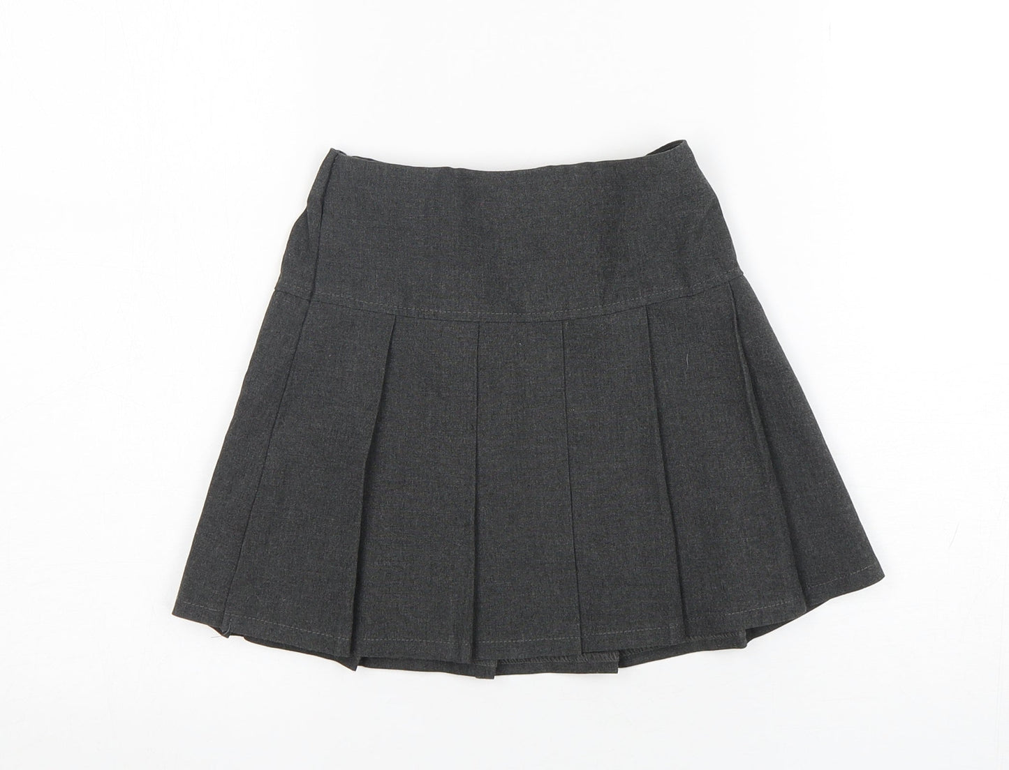 M&S Girls Grey  Polyester Pleated Skirt Size 3-4 Years  Regular