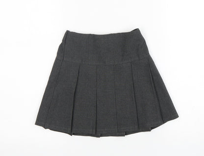 M&S Girls Grey  Polyester Pleated Skirt Size 3-4 Years  Regular