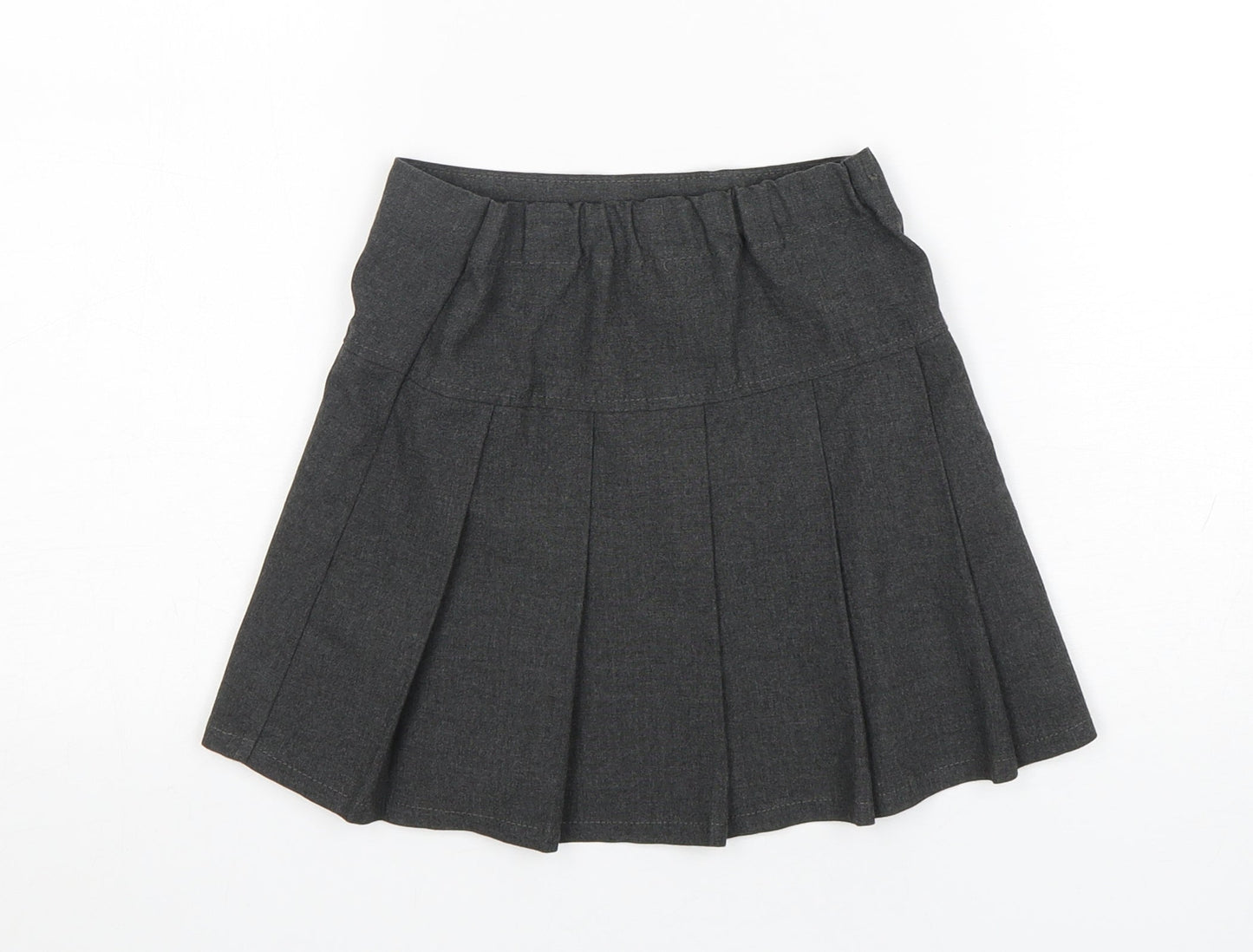 M&S Girls Grey  Polyester Pleated Skirt Size 3-4 Years  Regular