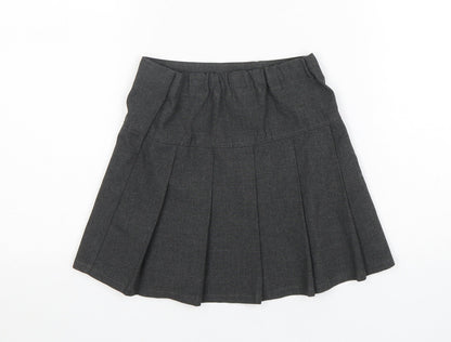 M&S Girls Grey  Polyester Pleated Skirt Size 3-4 Years  Regular