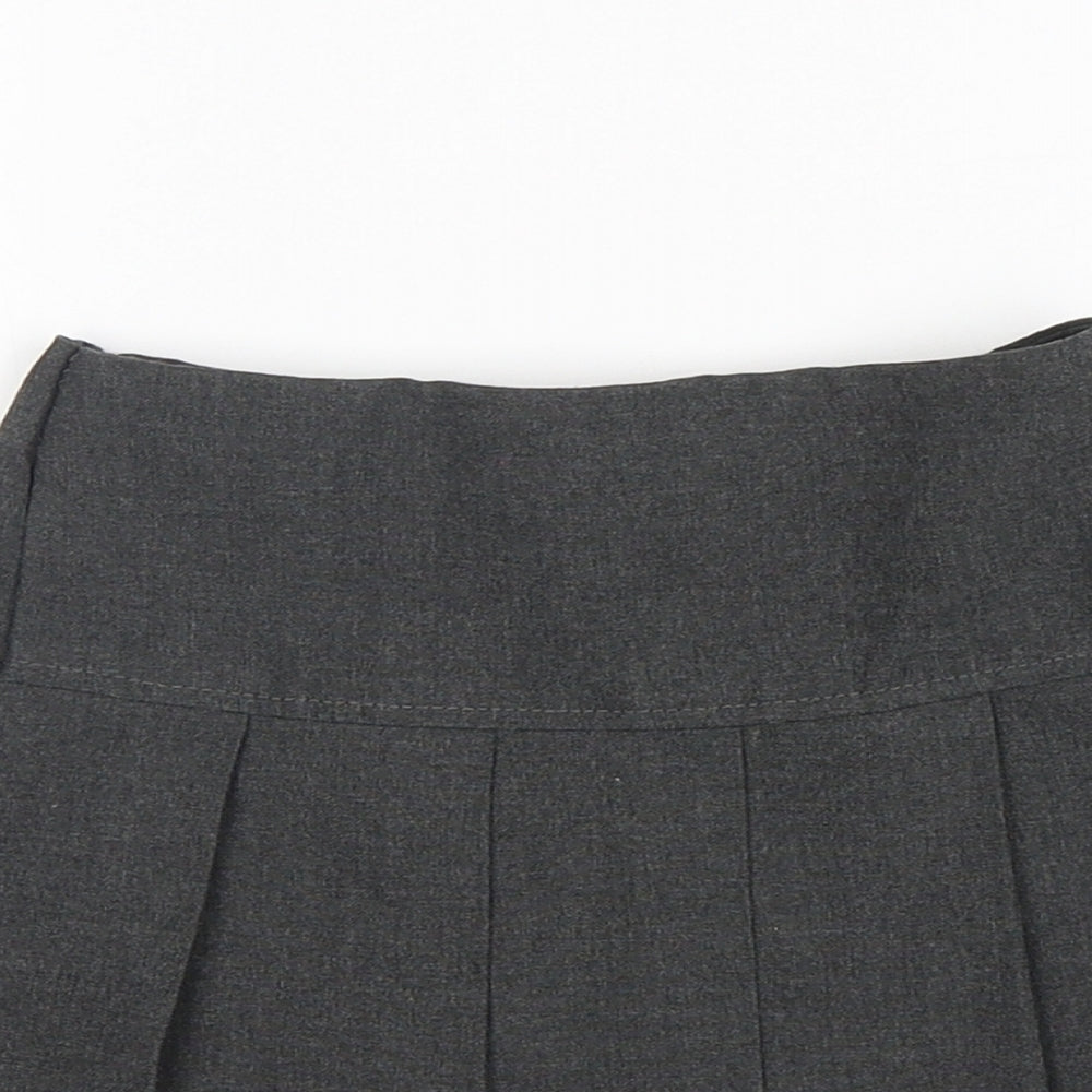 M&S Girls Grey  Polyester Pleated Skirt Size 3-4 Years  Regular