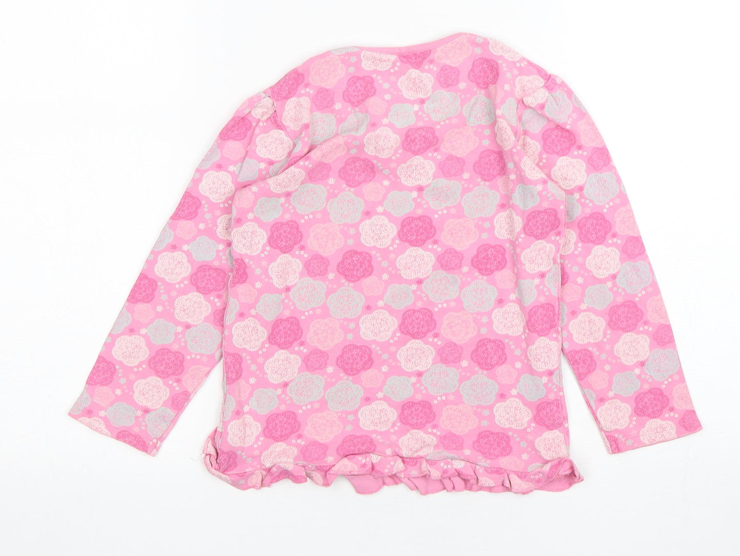 Mini Club Girls Pink Geometric Cotton Basic T-Shirt Size 5-6 Years Round Neck