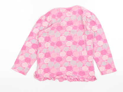 Mini Club Girls Pink Geometric Cotton Basic T-Shirt Size 5-6 Years Round Neck