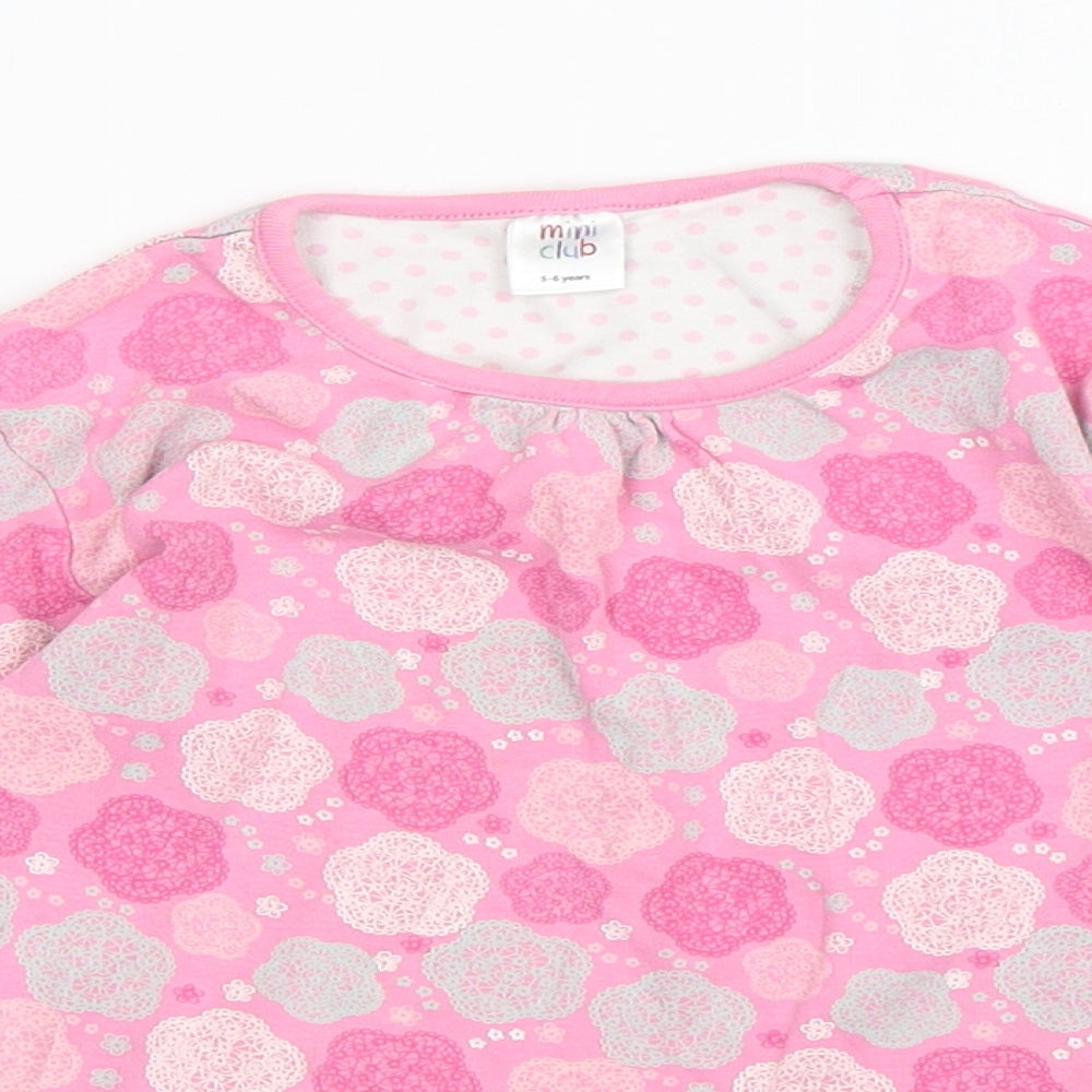 Mini Club Girls Pink Geometric Cotton Basic T-Shirt Size 5-6 Years Round Neck