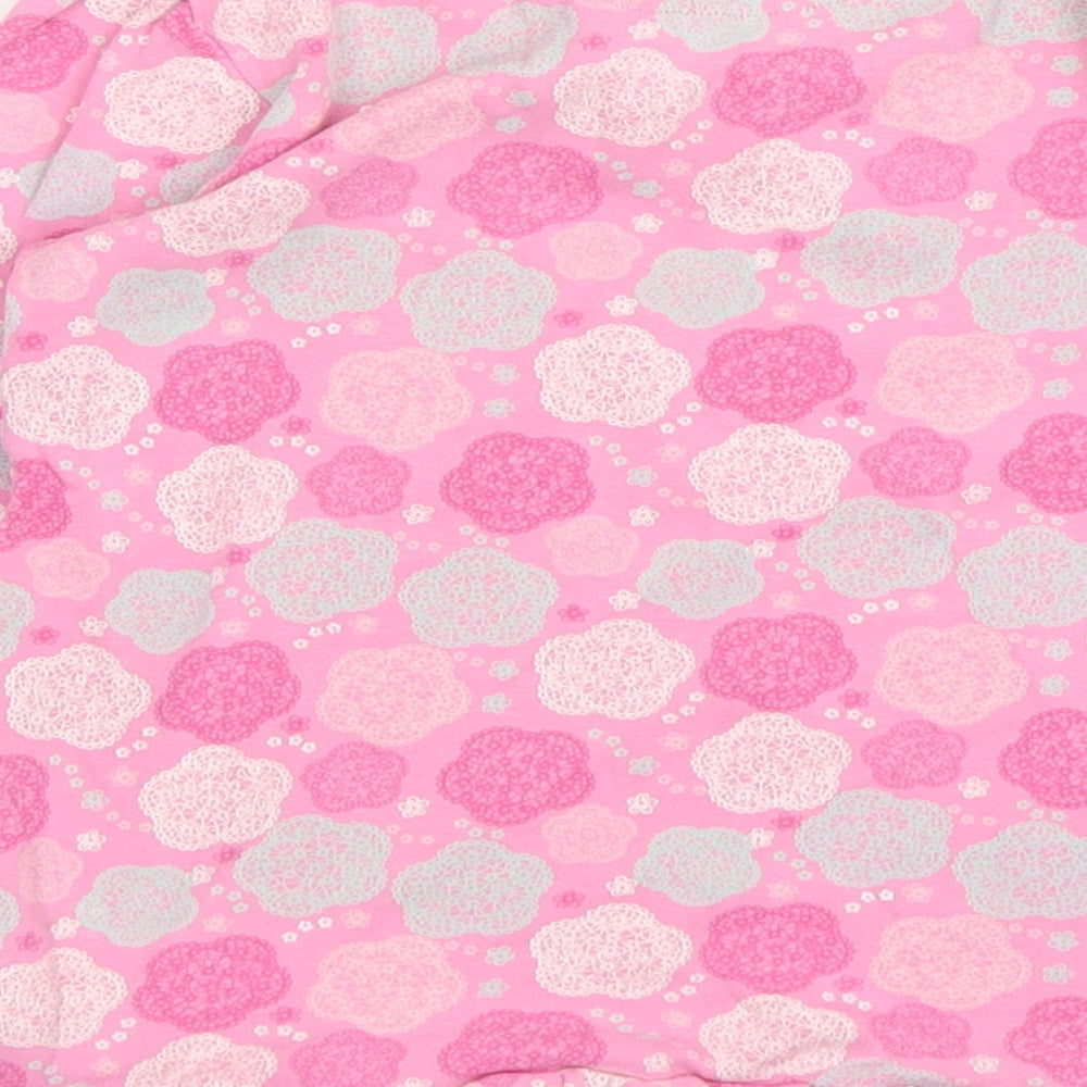 Mini Club Girls Pink Geometric Cotton Basic T-Shirt Size 5-6 Years Round Neck