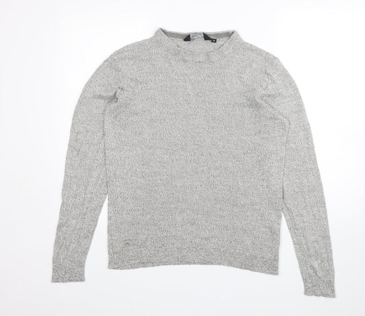 Kensington Mens Grey Mock Neck  Acrylic Pullover Jumper Size M