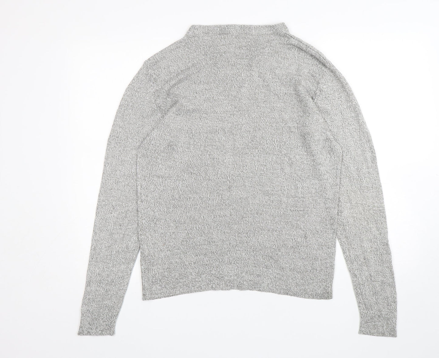 Kensington Mens Grey Mock Neck  Acrylic Pullover Jumper Size M