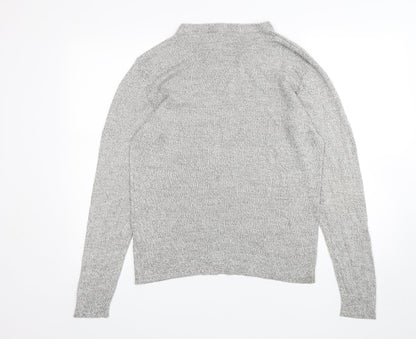 Kensington Mens Grey Mock Neck  Acrylic Pullover Jumper Size M