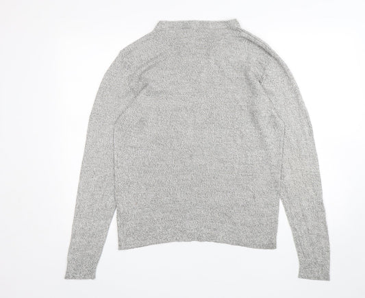 Kensington Mens Grey Mock Neck  Acrylic Pullover Jumper Size M