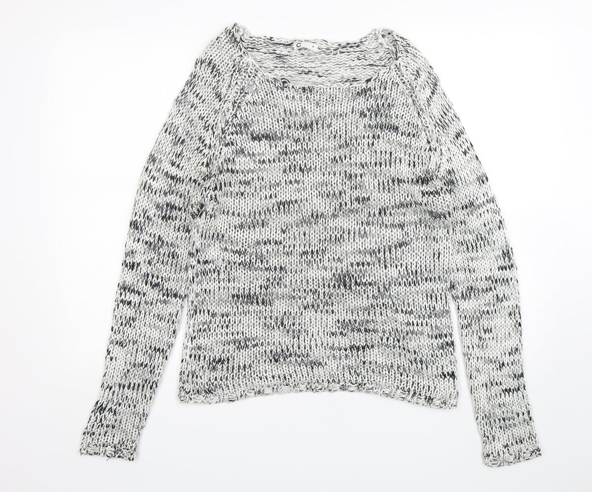 Additional front view of Cubus women’s grey round neck acrylic jumper, size M