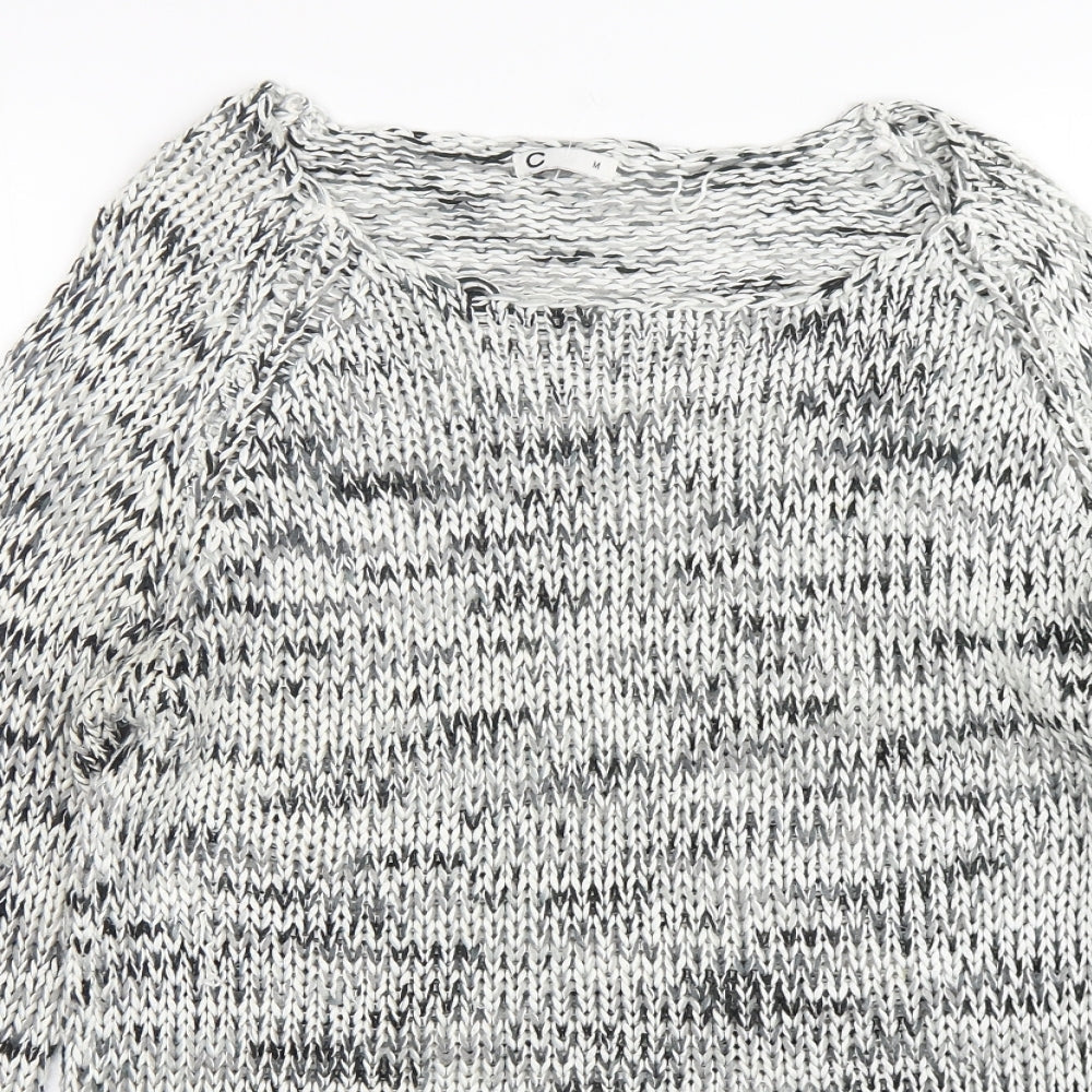 Close-up detail of Cubus women’s grey round neck acrylic jumper, size M