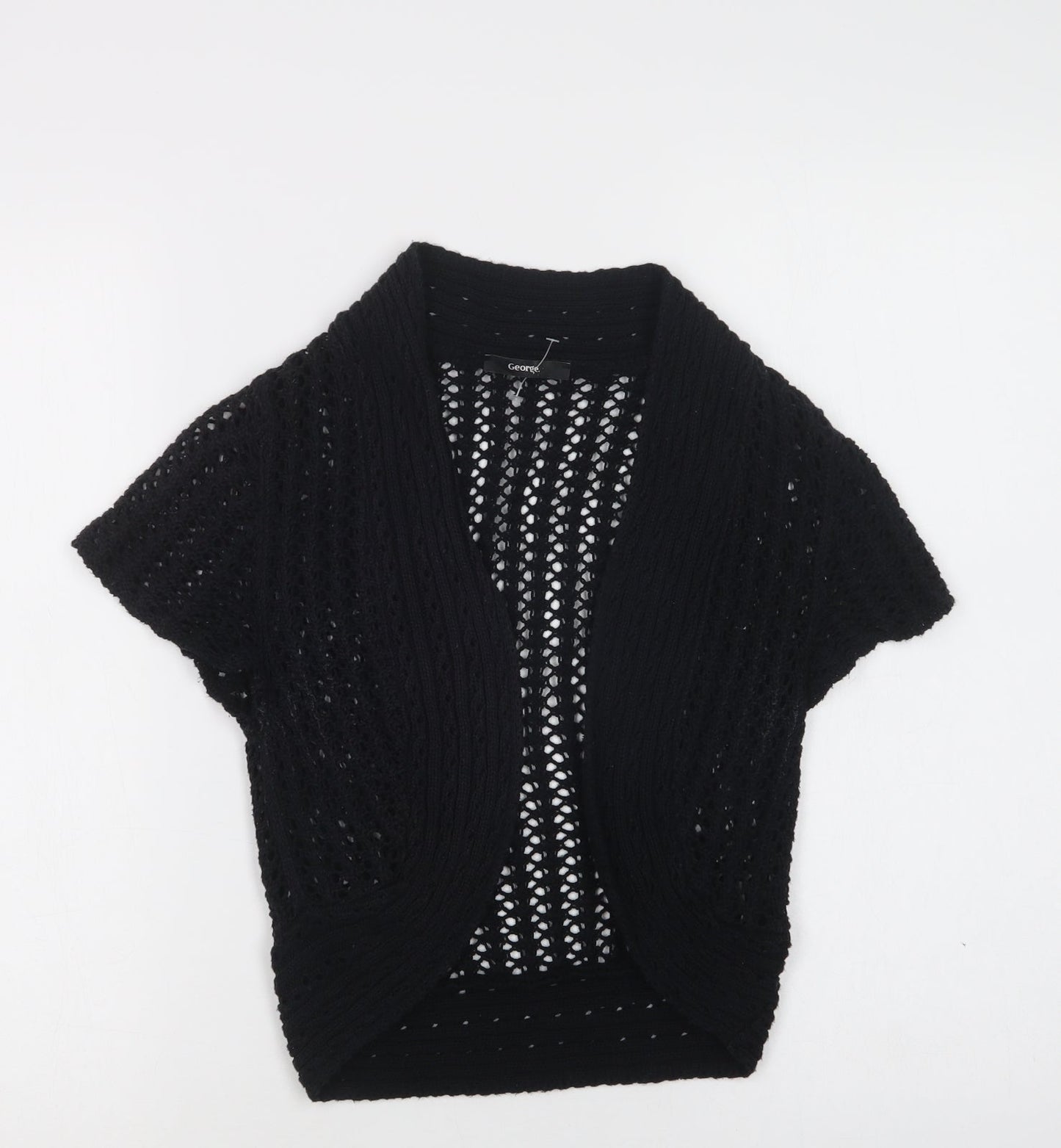 George Womens Black V-Neck  Acrylic Shrug Jumper Size 10