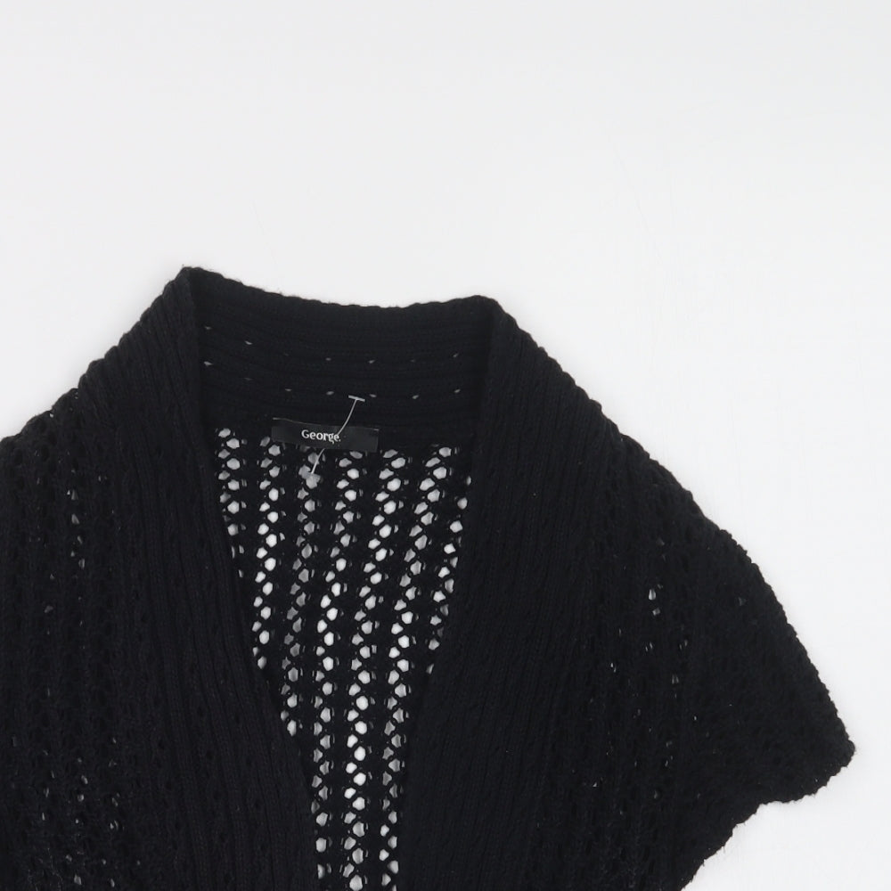 George Womens Black V-Neck  Acrylic Shrug Jumper Size 10