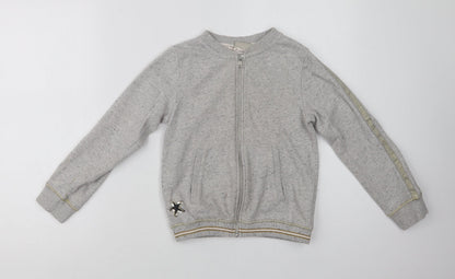 NEXT Girls Grey Striped Cotton Full Zip Sweatshirt Size 9 Years  Zip