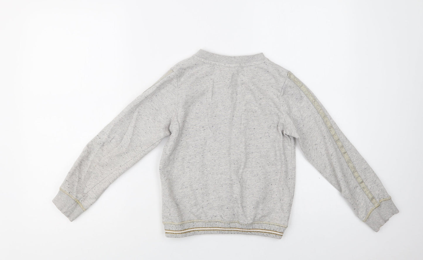 NEXT Girls Grey Striped Cotton Full Zip Sweatshirt Size 9 Years  Zip