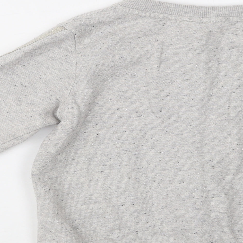 NEXT Girls Grey Striped Cotton Full Zip Sweatshirt Size 9 Years  Zip