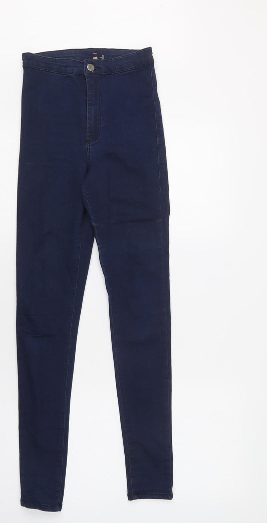 Topshop Womens Blue  Cotton Skinny Jeans Size 26 L32 in Regular Button