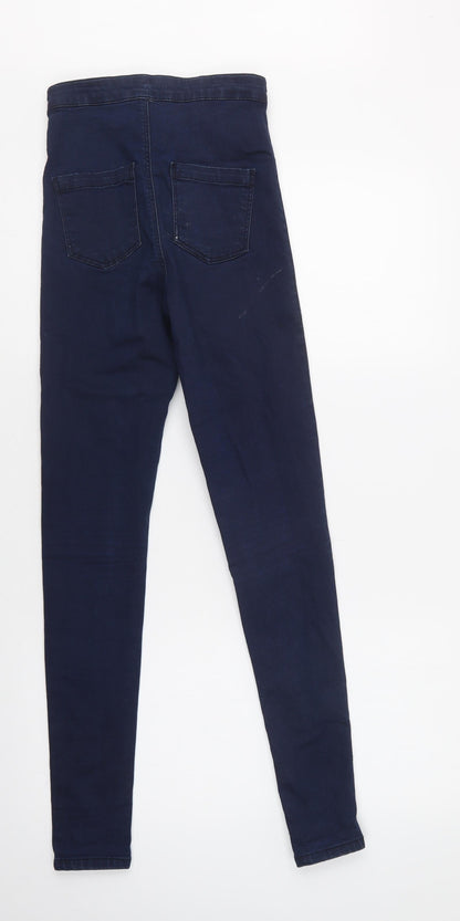 Topshop Womens Blue  Cotton Skinny Jeans Size 26 L32 in Regular Button