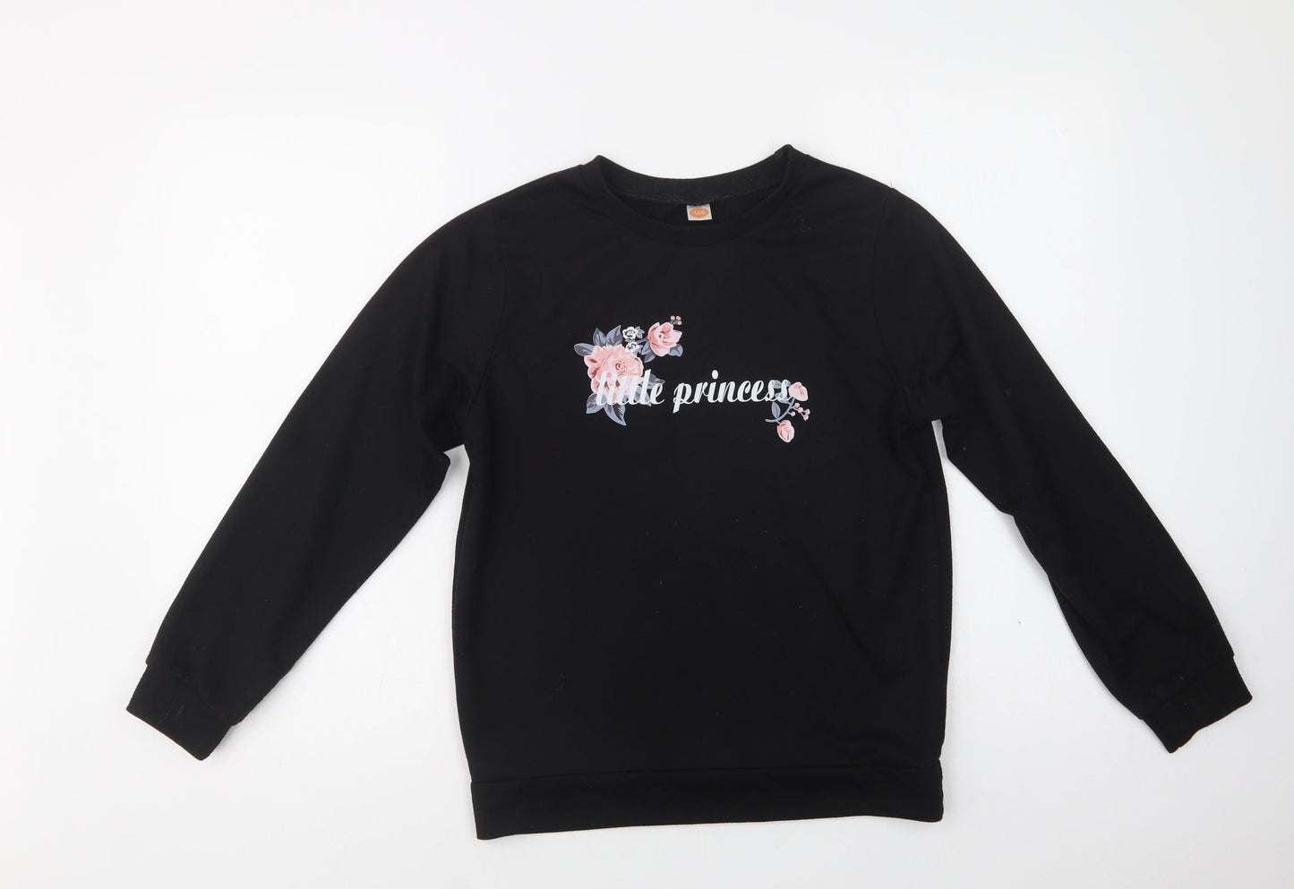 SheIn Girls Black  Cotton Pullover Sweatshirt Size 14-15 Years