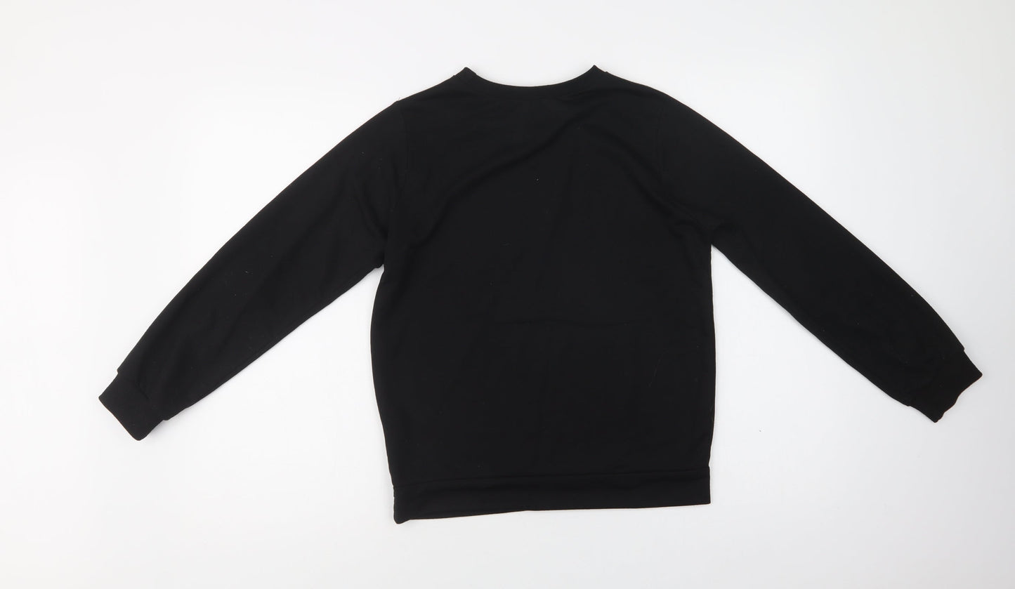 SheIn Girls Black  Cotton Pullover Sweatshirt Size 14-15 Years