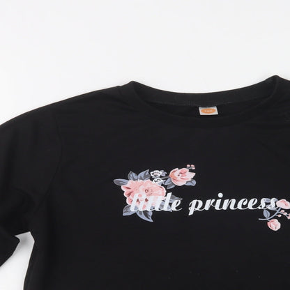 SheIn Girls Black  Cotton Pullover Sweatshirt Size 14-15 Years