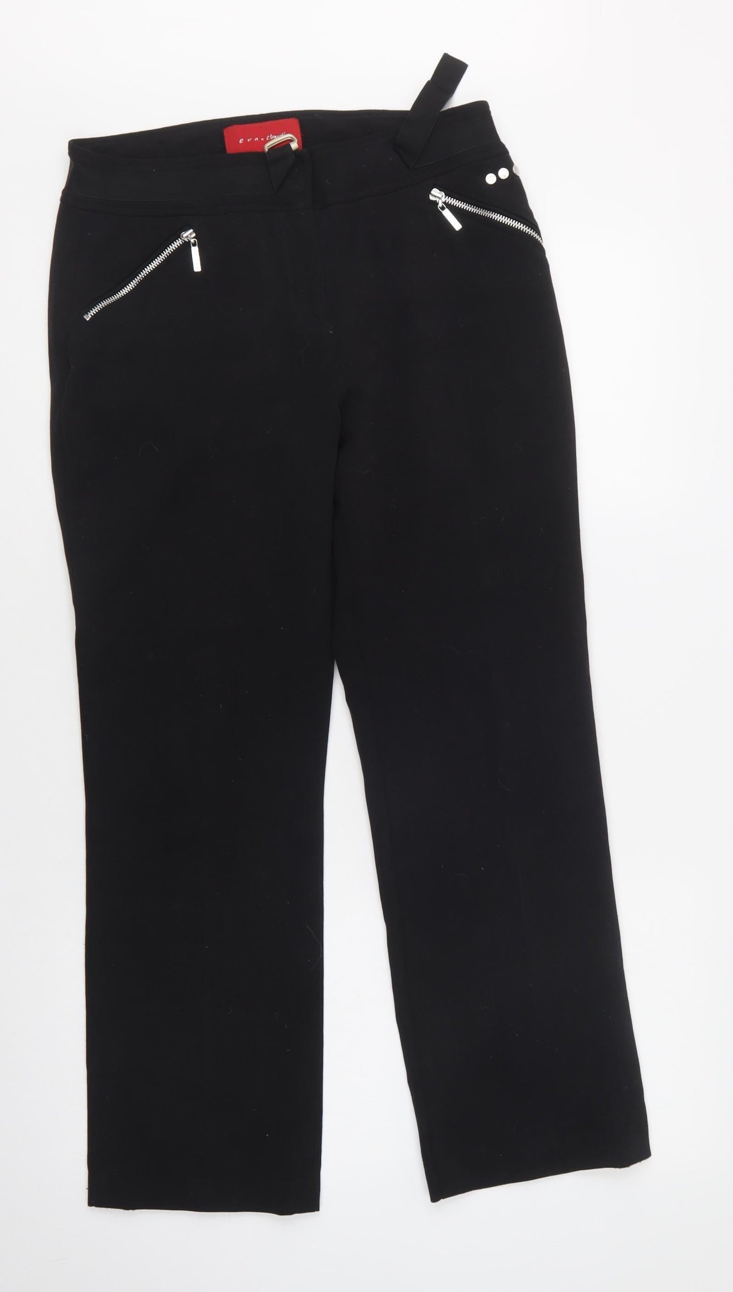 Eva & Claudi Womens Black  Polyester Dress Pants Trousers Size 30 L29 in Regular Hook & Loop