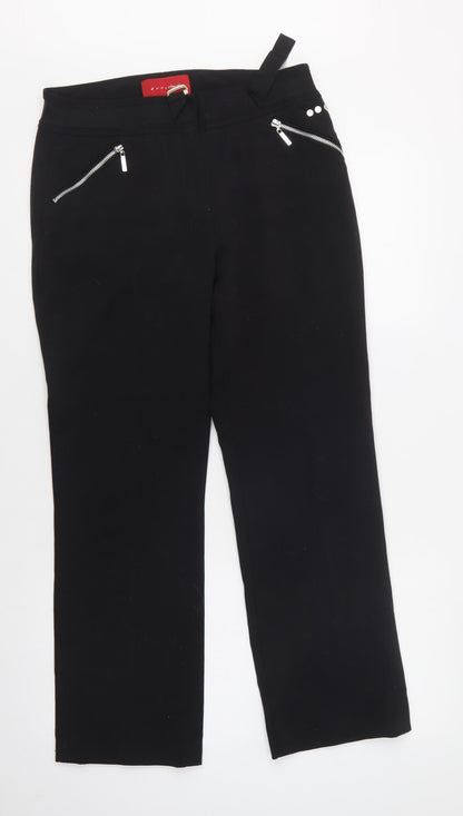 Eva & Claudi Womens Black  Polyester Dress Pants Trousers Size 30 L29 in Regular Hook & Loop