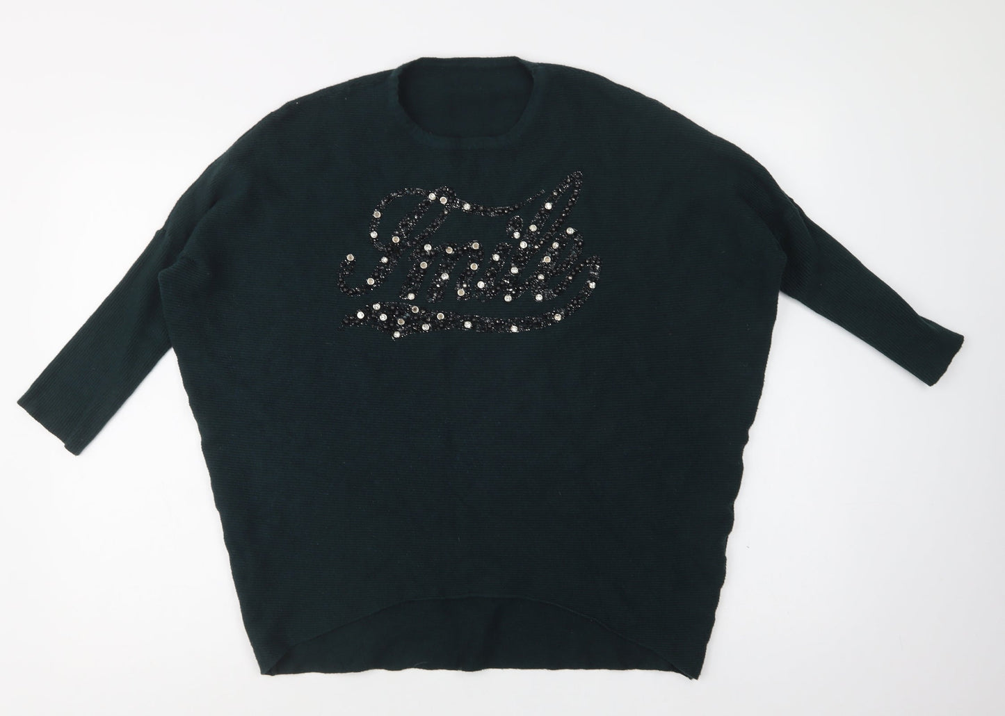 Womens UK Size L Preworn Green Pullover Jumper