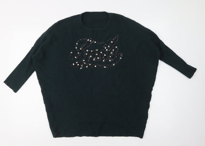 Womens UK Size L Preworn Green Pullover Jumper