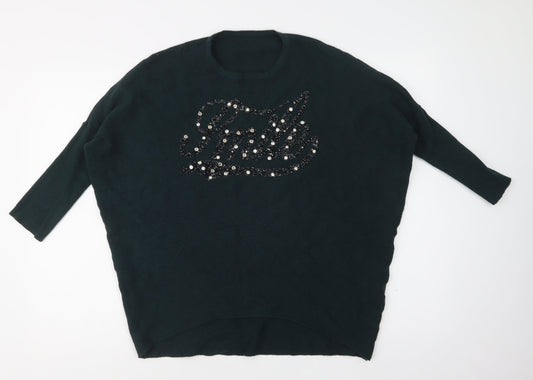 Womens UK Size L Preworn Green Pullover Jumper