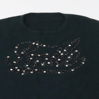 Womens UK Size L Preworn Green Pullover Jumper