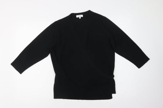 Womens UK Size 16 Debenhams Black Wrap Jumper