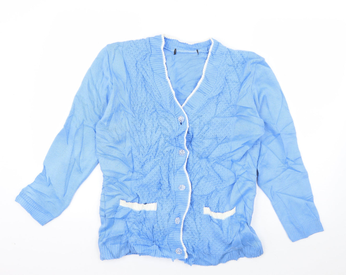 Womens UK Size M Preworn Blue Cardigan Jumper