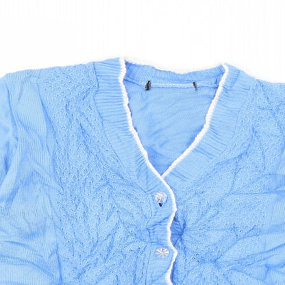 Womens UK Size M Preworn Blue Cardigan Jumper