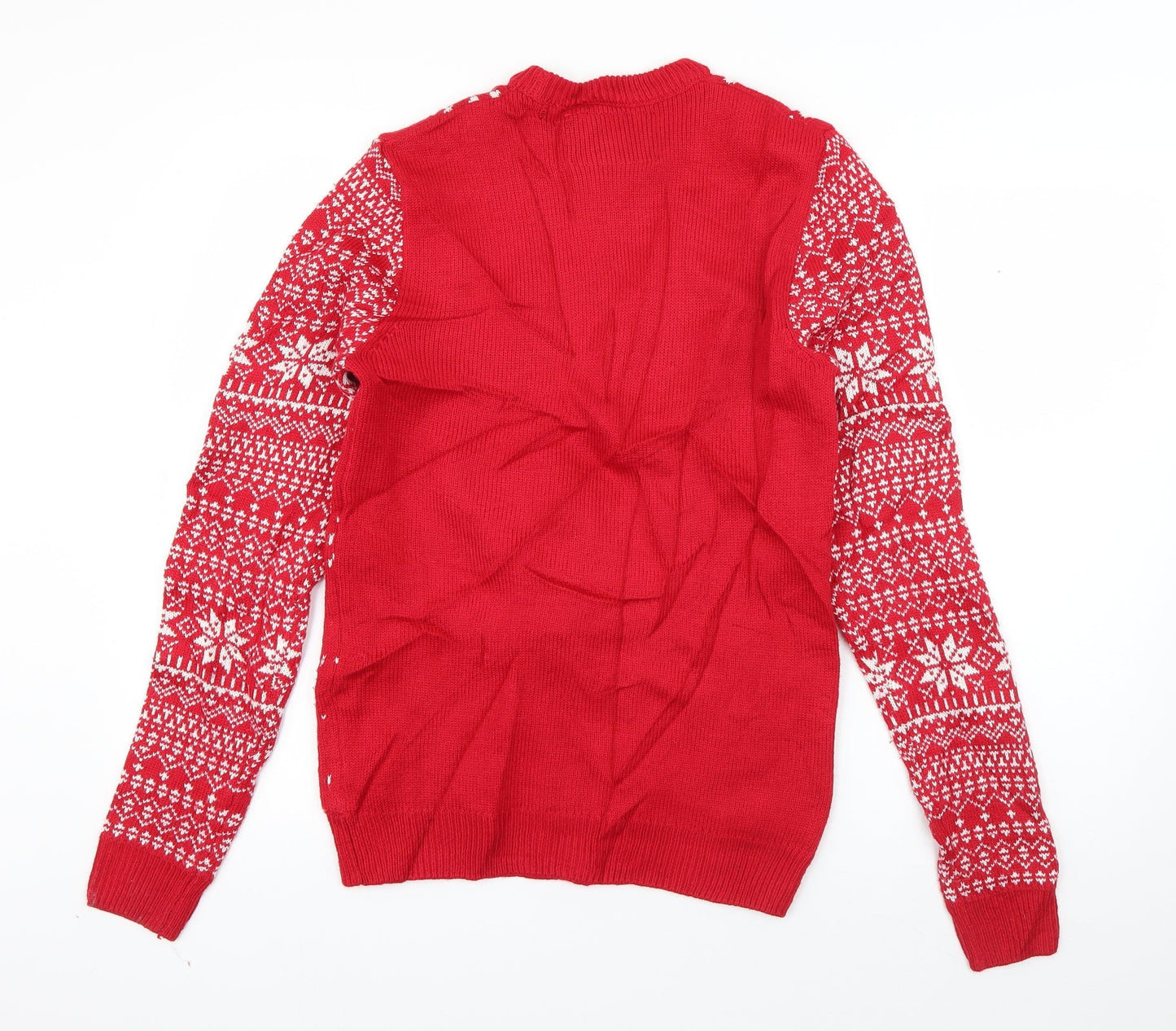 F&F Mens Red Round Neck  Acrylic Pullover Jumper Size XS   - Rudolph