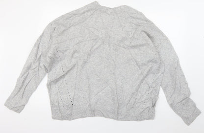 Topshop Womens Grey Round Neck  Acrylic Pullover Jumper Size 14