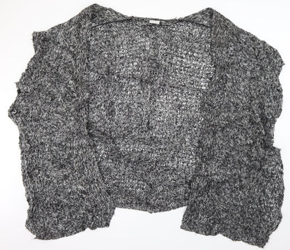 JUNAROSE Womens Grey V-Neck  Acrylic Cardigan Jumper Size S