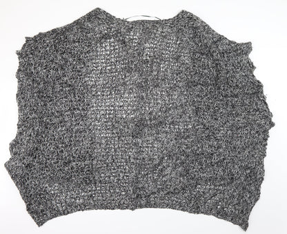 JUNAROSE Womens Grey V-Neck  Acrylic Cardigan Jumper Size S
