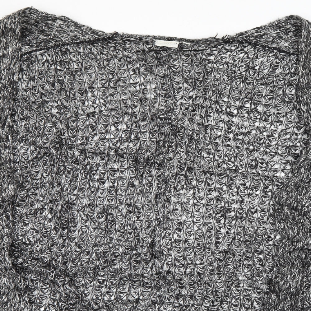 JUNAROSE Womens Grey V-Neck  Acrylic Cardigan Jumper Size S