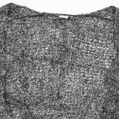JUNAROSE Womens Grey V-Neck  Acrylic Cardigan Jumper Size S