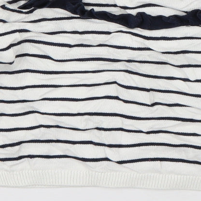 Autograph Girls White Crew Neck Striped Viscose Pullover Jumper Size 5-6 Years  Pullover