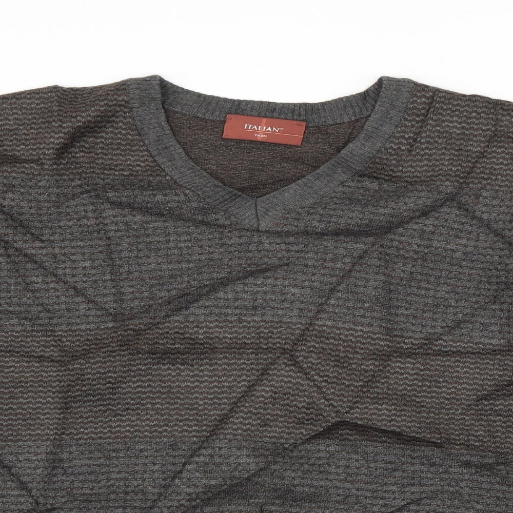 Marks and Spencer Mens Grey Crew Neck Polka Dot Acrylic Pullover Jumper Size L