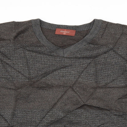 Marks and Spencer Mens Grey Crew Neck Polka Dot Acrylic Pullover Jumper Size L