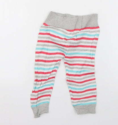 Toffyhouse Girls Multicoloured Striped Cotton Jogger Trousers Size 6-9 Months
