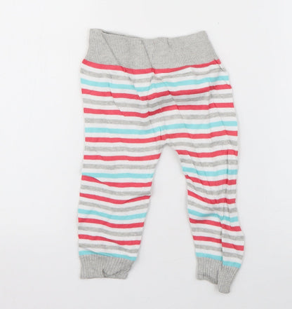 Toffyhouse Girls Multicoloured Striped Cotton Jogger Trousers Size 6-9 Months