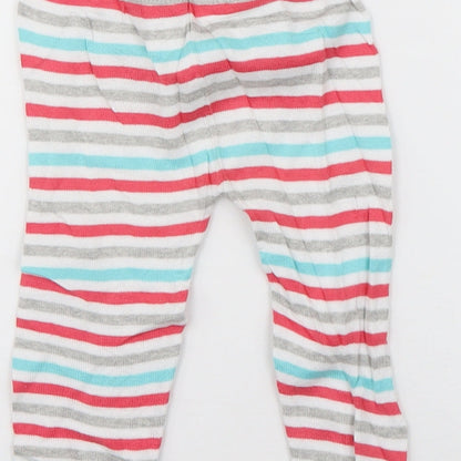 Toffyhouse Girls Multicoloured Striped Cotton Jogger Trousers Size 6-9 Months