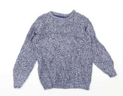 Marks and Spencer Boys Blue Round Neck  Cotton Pullover Jumper Size 5-6 Years  Pullover