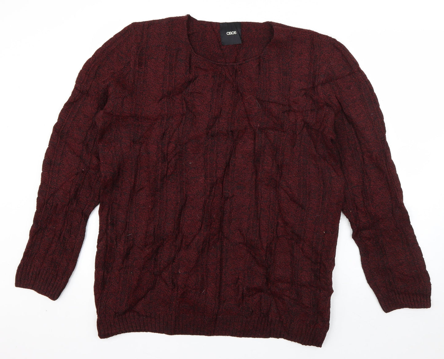 ASOS Mens Red Round Neck  Acrylic Pullover Jumper Size M